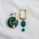 Maytrends New Trendy Handmade Natural Stone Pendant Geometric Hoop Earrings Vintage Round Donut Asymmetric Earring Boho Jewelry Bijoux