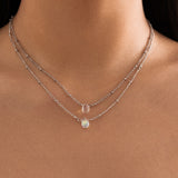 Minimalism Silver Color Crystal Pendant Choker Necklace for Women Girls Wed Bridal Gothic Short Clavicle Chain Jewelry