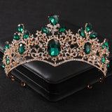 Maytrends Baroque Green Crystal Tiaras And Crowns Rhinestone Prom Bridal Wedding Hair Accessories Jewelry Crown Tiara For Women Bride Gift