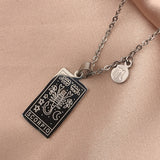 Maytrends Vintage Stainless Steel Square Pendant Horoscope 12 Constellations Necklace Female Male Zodiac Sign Collar Necklace