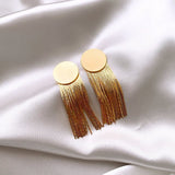 European and American popular fashion jewelry 18K gold plated round long tassel earrings luxury women's party accessories