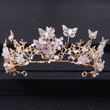 Maytrends Bridal Crown Baroque Pearl Rhinestone Crown And Tiara Butterfly Hairband Wedding Hair Accessories Princess Crown Bride Tiaras