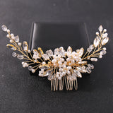 Crystal Rhinestone Flower Pearl Hair Comb Headband Tiara Hairpin For Women Bride Party Wedding Bridal Hair Accessories Jewelry