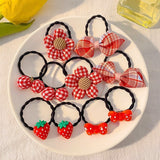 Kawaii Flower Bow Scrunchies Set Children Gift Girls Elastic Hair Rubber Bands Accessories Tie Hair Ring Rope Headdress Headwear