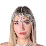 Maytrends Vintage Trend Rhinestone Head Chain Forehead Headband Indian African Bohemian Hair Accesories Crystal Fringe Tiara Headdress