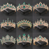 Maytrends Baroque Green Crystal Tiaras And Crowns Rhinestone Prom Bridal Wedding Hair Accessories Jewelry Crown Tiara For Women Bride Gift