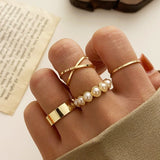 Maytrends Fashion Hollow Butterfly Ring Set 9PCS Elegant Vintage Crystal Women Finger Cute Pearl Jewelry Wedding Party Gift