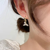 Korean Fashion Elegant Tulip Zircon Stud Earring Mermaid Tail Shape Ear Studs For Women Party Sweet Temperament Jewelry Gifts