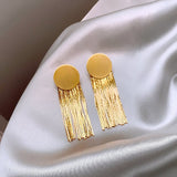 European and American popular fashion jewelry 18K gold plated round long tassel earrings luxury women's party accessories