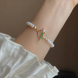 New Fashion Delicate Pearl Tulip Bracelets Women Temperament Design Senior Sense Sweet Bracelet Party Jewelry Gifts