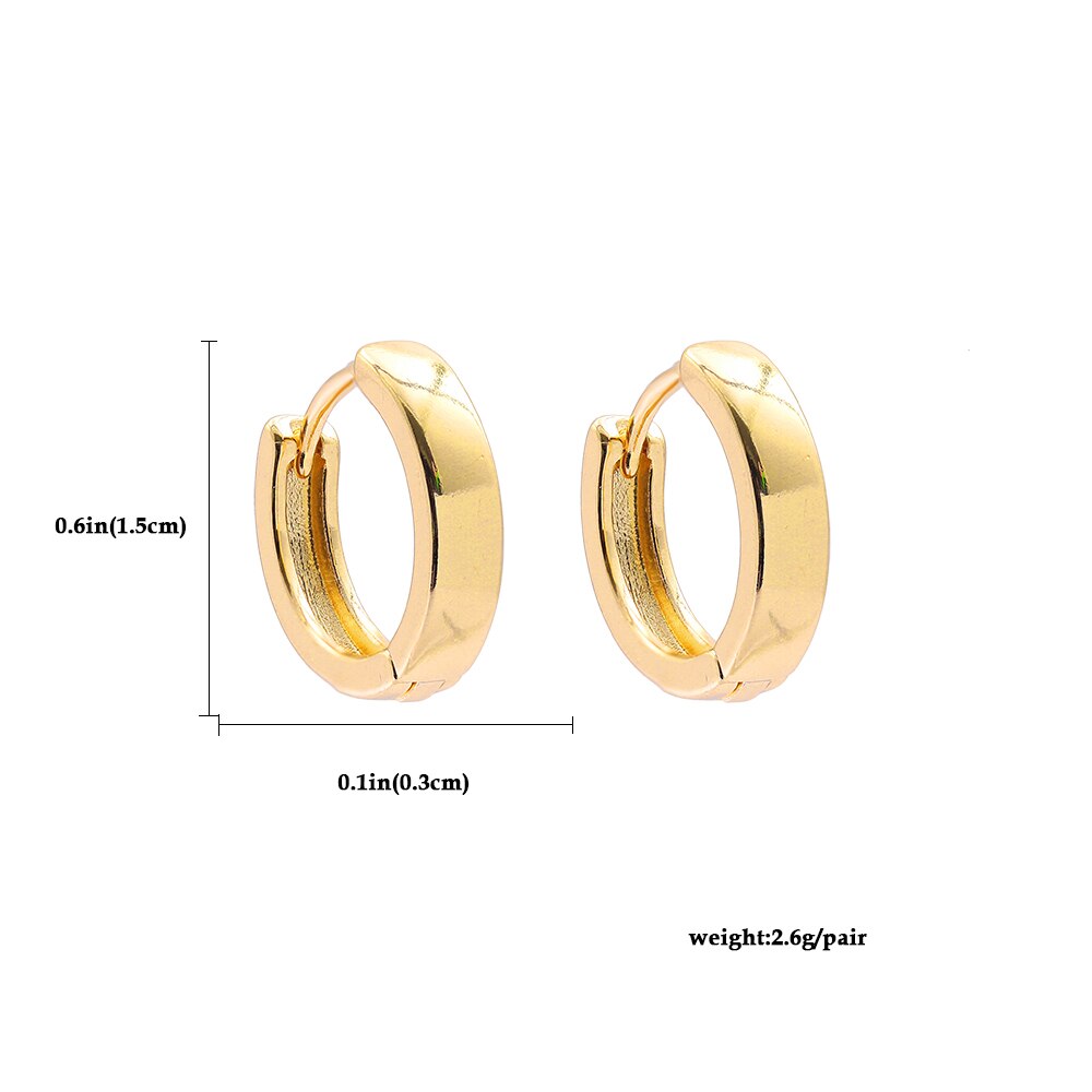Maytrends Gold Color Stainless Steel Polished Minimalist Circle Round Huggie Earring Women Punk Ear Buckle Hoop Earrings Femal Jewelry