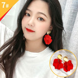 Maytrends New Year Red Earrings Collection Pearl Bowknot Vintage Autumn Winter Dangle Earrings for Women Fashion Jewelry Gift