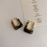 New Gold Silver Color Earring For Women Mixed Solid Heart Pendant Hoop Earrings Street Style Korean Fashion Jewelry