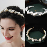 Maytrends Silver Gold Color Pearl Crystal Headband Hairband Tiara For Bride Women Rhinestone Wedding Bridal Hair Accessories Jewelry