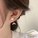 Korean Fashion Elegant Tulip Zircon Stud Earring Mermaid Tail Shape Ear Studs For Women Party Sweet Temperament Jewelry Gifts