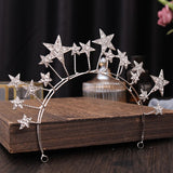 Maytrends Trendy Silver Color Tiaras And Crowns Stars Princess Queen Diadems Bride Wedding Hair Accessories Rhinestone Hairbands Jewelry