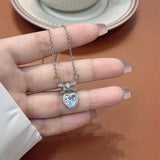 Fashion Princess Knot Necklace Women's Love Bow Knot Zircon Pendant Necklace Birthday Party Anniversary Accessories