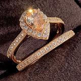Fashion Contracted Set Rings for Women Silver Color/Gold Color Crystal Cubic Zirconia Rings Engagement Wedding Jewelry