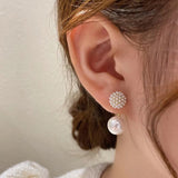 Korea New Design Fashion Jewelry Double Pearl Hook Earrings Sweet Girl Gifts Elegant Women Daily Work Accessories