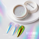 Maytrends 1Box Moonlight Mirror Nail Powder Silver Fine Glitter Metallic Effect Pigment UV Gel Polish Chrome Dust Aurora Nail Decorations