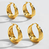 Maytrends 25/30mm Stainless Steel Gold Plated Smooth Wide Hoop Earrings for Women Large Circle Earring Statement Jewelry Gift