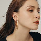 New Classic Gold color Smooth Metal Hoop Earrings For Woman Fashion Korean Jewelry Temperament Girl's Daily Wear Earrings