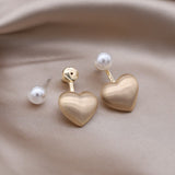 South Korea New Design Fashion Jewelry Metal Brushed Love Pearl Earrings Elegant Women's Daily Work Accessories