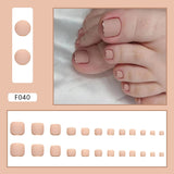 Maytrends 24pcs False Toe Nail French Gold Nude Color Matte Fake Toenail Patch Wearable Full Cover for Girl Women Press on Foot Nail Tips
