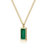 Maytrends Vintage Elegant Green Crystal Zircon Pendant Necklace for Women Love Heart Stainless Steel Chain Necklaces Fashion Jewelry