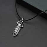 Maytrends 2Pcs/Set Luminous Hexagonal Column Heart Pendant Couple Magnetic Necklace Natural Stone Geometric Pendant Necklace Jewelry Gifts