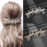 Wedding Pearl Leaf Crystal Hair Comb Hairpin Headband Tiara For Women Bride Queen Party Wedding Bridal Hair Accessories Jewelry