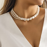 Maytrends Elegant Multilayer Irregular Baroque Pearl Clavicle Choker Necklace for Women Handmade Beads Bride Wedding Jewelry Accessories