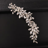 Maytrends Silver Color Crystal Pearl Leaf Headband Hairband Tiara For Women Bride Bridal Wedding Hair Accessories  Jewelry Vine Headpiece