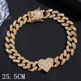 Maytrends Hip Hop Iced Out Chunky Cuban Chain Anklets For Women Luxury Rhinestone Link Ankle Bracelet Beach Barefoot Jewelry