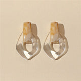 New Gold Silver Color Earring For Women Mixed Solid Heart Pendant Hoop Earrings Street Style Korean Fashion Jewelry