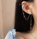 New Korea Sweet Cute Flower Crystal Temperament Geometric Shiny Zircon Earrings Statement Earrings for Women Girl Pendientes