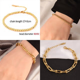 Maytrends Bracelets With Stainless Steel Beads Bracelets For Women Gold Color Bracelet Heart Pendant Bracelets Charm Bracelet Jewelry Gift