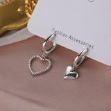 Silver Color Geometric Heart-shaped Earrings for Women Girls Fashion Hollow Heart Hoop Earrings INS Jewelry Accessories