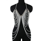 Maytrends Sexy Pearl Body Chain For Women Necklaces Shawl Female Punk Style Beaded Collar Shoulder Sweater  Long Chain Bridal Body Jewelry