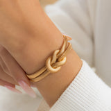 Fashion Thick Twisted Flat Snake Chain Bracelet for Women Vintage Chunky Gold Color Metal Short Bracelet Party Jewelry