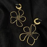 Maytrends Vintage Flower Drop Earrings Fashion Jewelry Luxury Oversized Summer Chunky Metal Dangle Earrings boucles doreilles femme