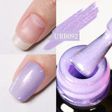 Maytrends Aurora Rubber Gel Nail Iridescent Pearl Effect Metallic Mirror Nails Manicure Soak Off UV LED No Wipe Top Coat Base Gel