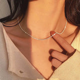 Fashion Sparkling Clavicle Chain Choker Necklace Collar Bracelet Ring For Women Wedding Party Jewelry Gifts