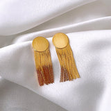 European and American popular fashion jewelry 18K gold plated round long tassel earrings luxury women's party accessories