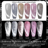 Reflective Glitter Cat Magnetic Gel Nail Polish  Gel Silver Purple Soak Off UV Gel Varnish Rainbow Gel