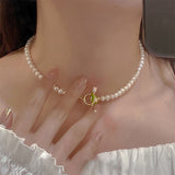 Fashion Delicate Pearl Tulip Necklaces Women Temperament Design Senior Sense Sweet Necklace Party Jewelry Gifts