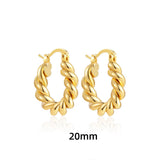 Maytrends Vintage 18K Gold Plated PVD Thick Hammered Hoop Earrings for Women Waterproof Twist Circle Round Huggie Ear Ring Femal Jewelry